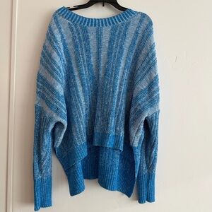 PILCRO Anthropologie Blue Marled Ribbed Oversized Sweater 1X High-Low